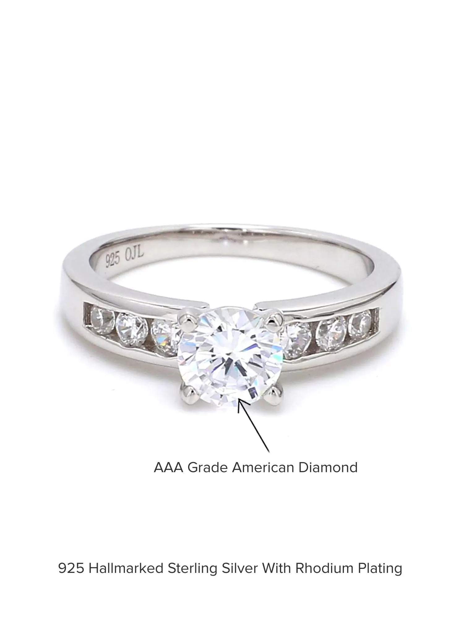 0.5 Carat Silver American Diamond Solitaire Ring