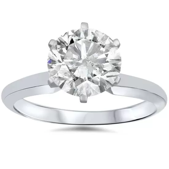 1 1/2ct Solitaire Diamond Engagement Ring 14K White Gold