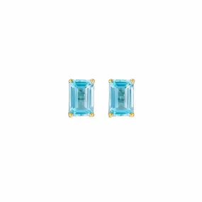 14K & 18K Gold Blue Topaz Stud Earrings, 5 x 3 mm