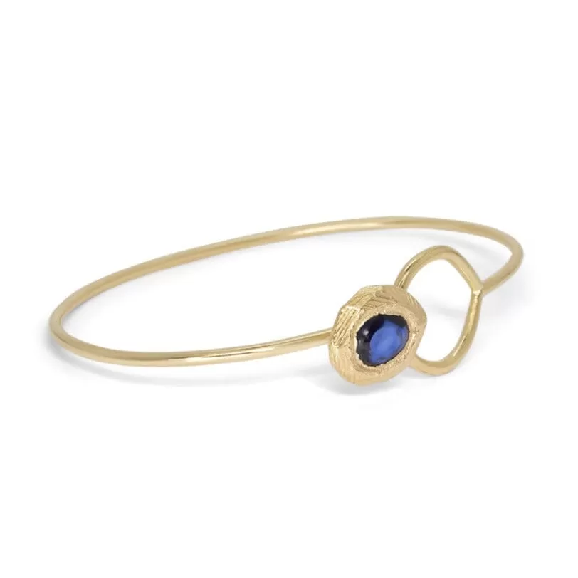 18K Button Cuff in Dark Blue Sapphire