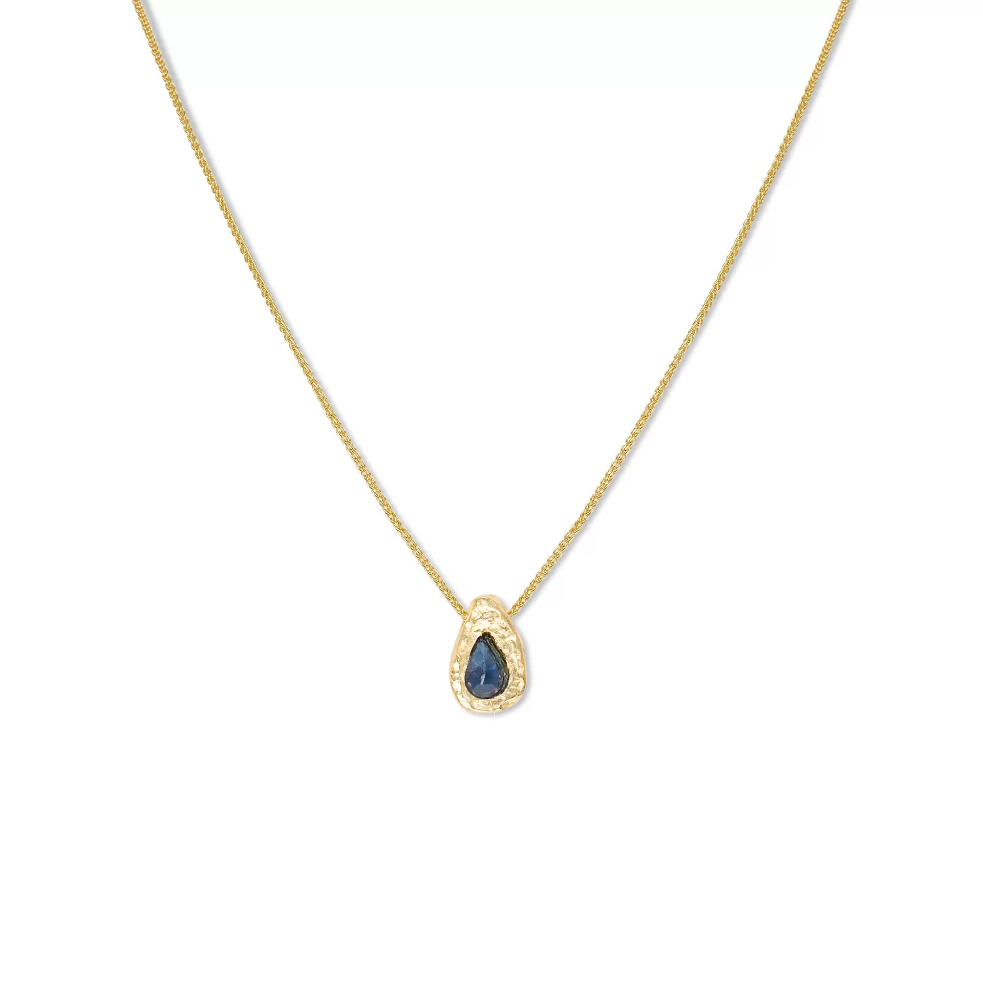 18K Teardrop Slider Necklace in Blue Sapphire