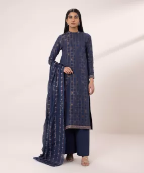 3 Piece - Embroidered Jacquard Suit