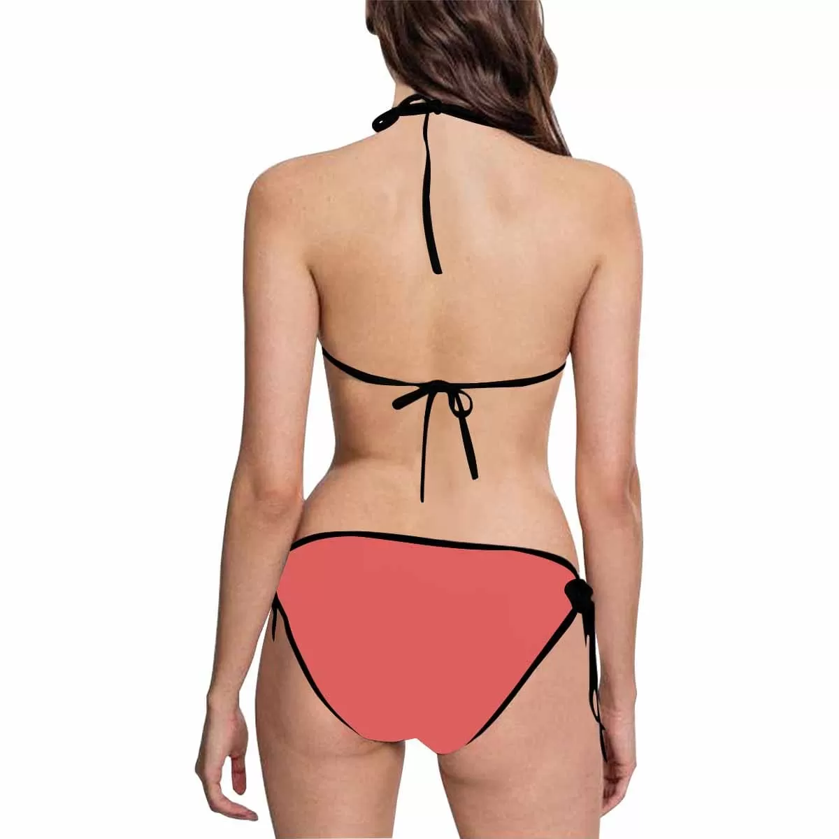 [8 Colors] [S-5XL] Custom Photo/Pattern String Halter Tie Side Low Waisted Triangle Bikini Swimsuit Women's Two Piece Bathing Suit Summer Beach Pool Outfits