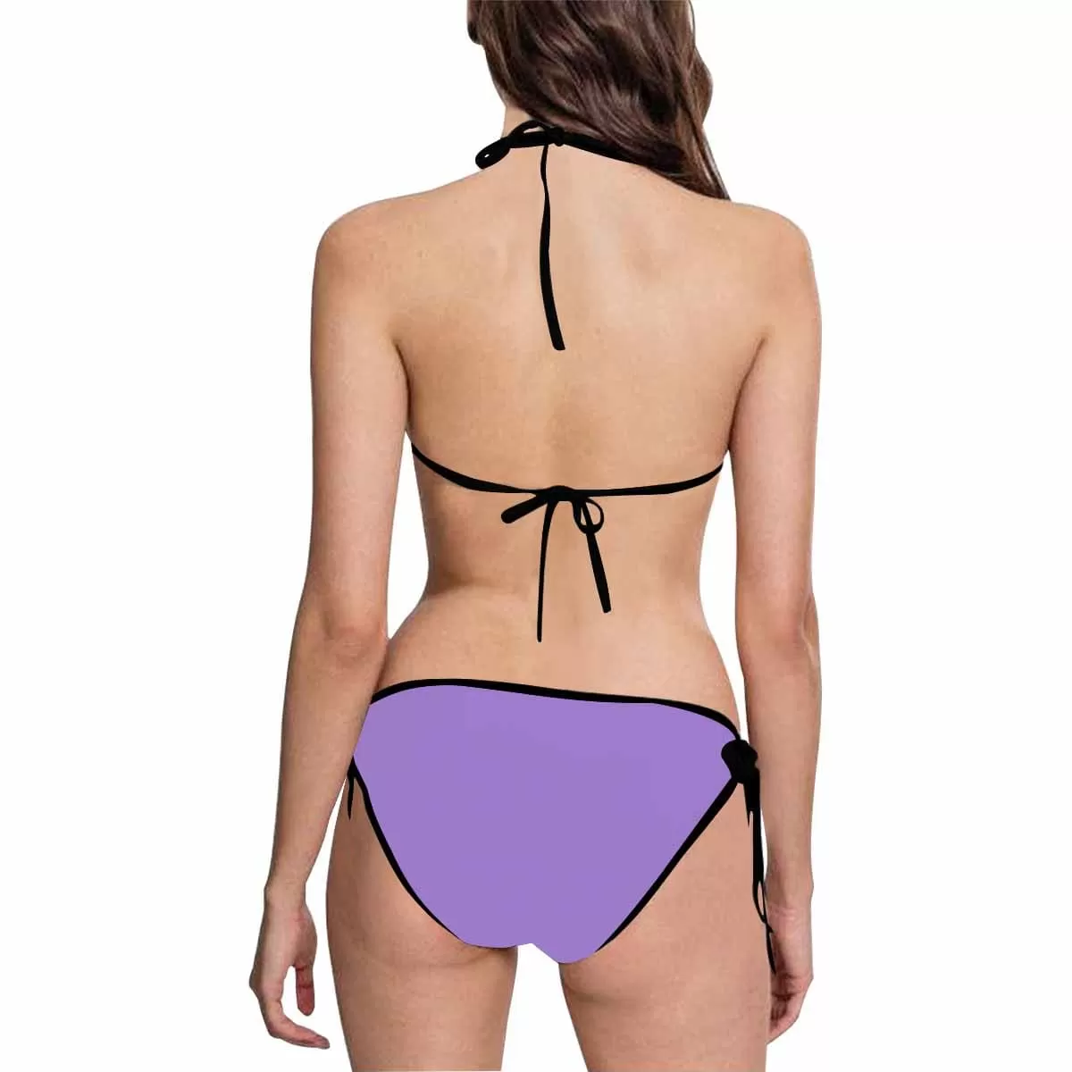 [8 Colors] [S-5XL] Custom Photo/Pattern String Halter Tie Side Low Waisted Triangle Bikini Swimsuit Women's Two Piece Bathing Suit Summer Beach Pool Outfits