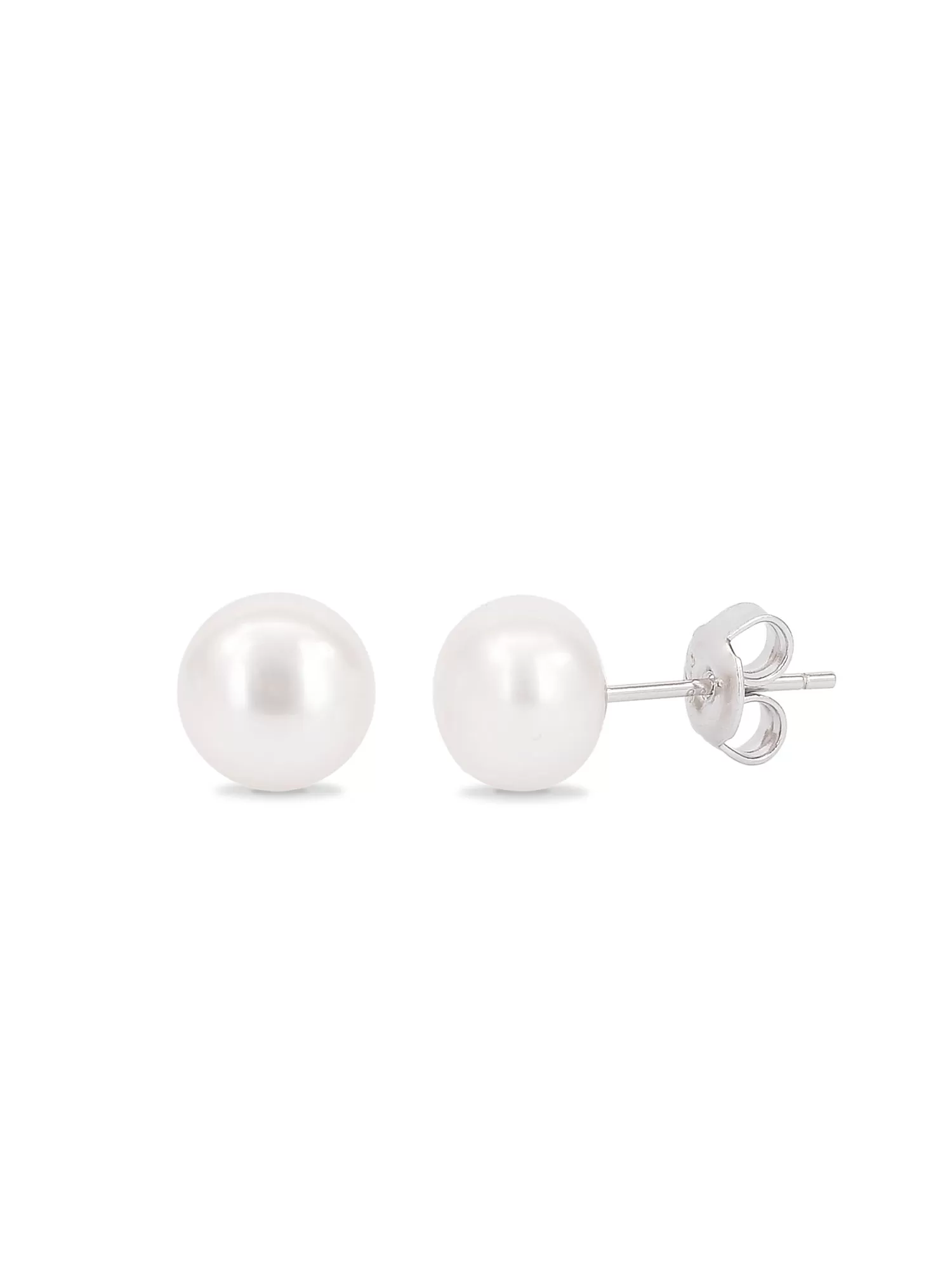 8Mm White Freshwater Pearl 925 Silver Stud Earrings