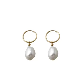 A Von Treskow Hoop Baroque Pearl Earrings