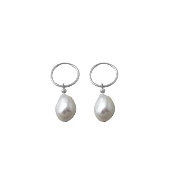 A Von Treskow Hoop Baroque Pearl Earrings