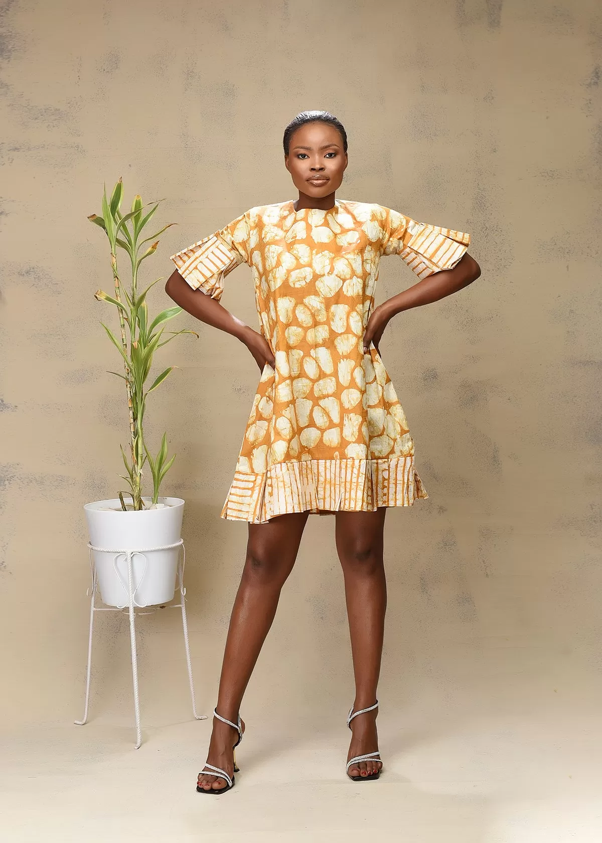 AIMAS Simi Yellow Adire Shift Dress