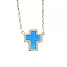 Ana Agean Sea Blue Opal Cross Necklace Gold