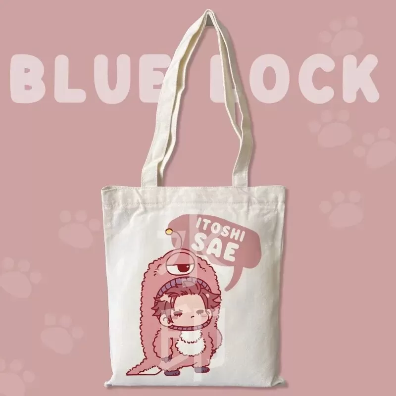 Anime BLUE LOCK Cos Seishiro Nagi Isagi Yoichi Isagi Yoichi Rin Itoshi Etc.  White Simple Cute Cartoon Canvas Bag Gift