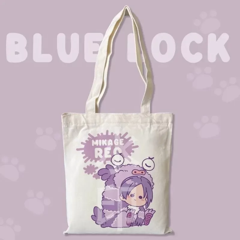 Anime BLUE LOCK Cos Seishiro Nagi Isagi Yoichi Isagi Yoichi Rin Itoshi Etc.  White Simple Cute Cartoon Canvas Bag Gift