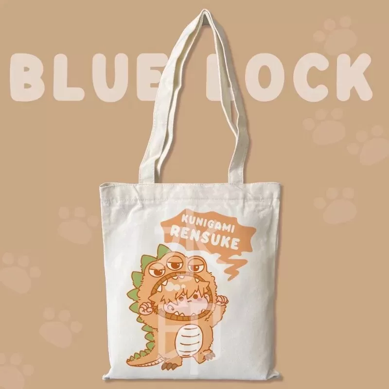 Anime BLUE LOCK Cos Seishiro Nagi Isagi Yoichi Isagi Yoichi Rin Itoshi Etc.  White Simple Cute Cartoon Canvas Bag Gift