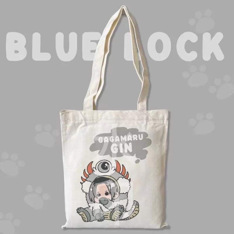 Anime BLUE LOCK Cos Seishiro Nagi Isagi Yoichi Isagi Yoichi Rin Itoshi Etc.  White Simple Cute Cartoon Canvas Bag Gift