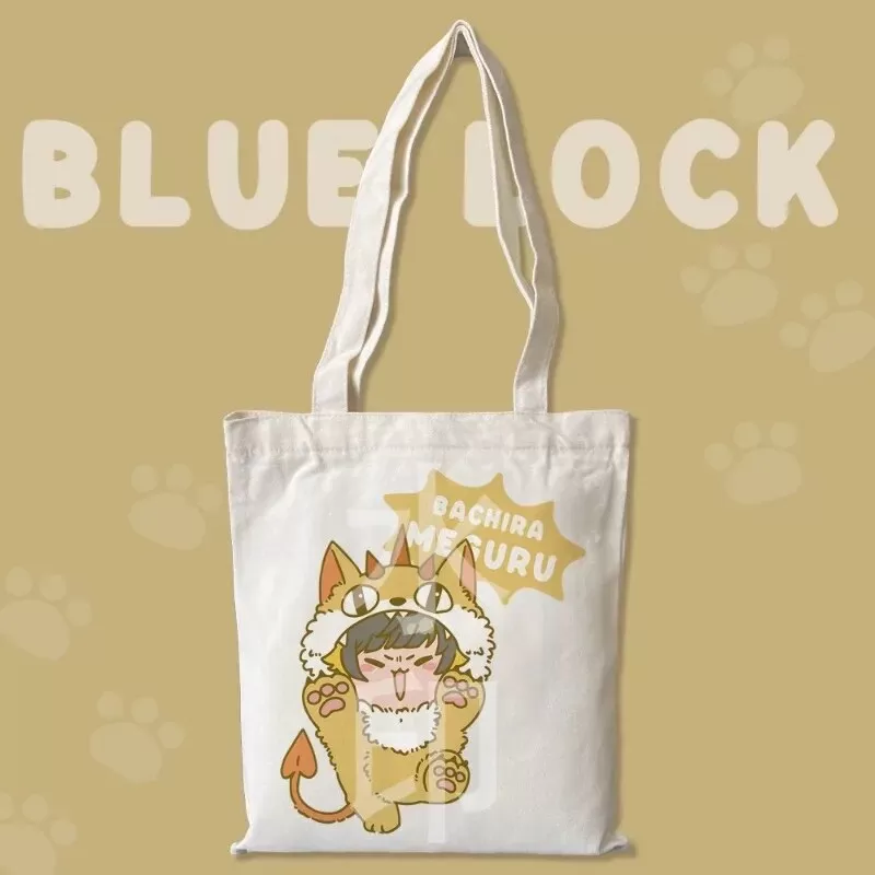 Anime BLUE LOCK Cos Seishiro Nagi Isagi Yoichi Isagi Yoichi Rin Itoshi Etc.  White Simple Cute Cartoon Canvas Bag Gift