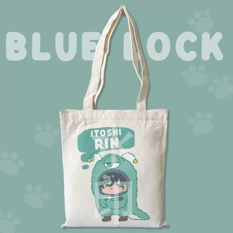 Anime BLUE LOCK Cos Seishiro Nagi Isagi Yoichi Isagi Yoichi Rin Itoshi Etc.  White Simple Cute Cartoon Canvas Bag Gift