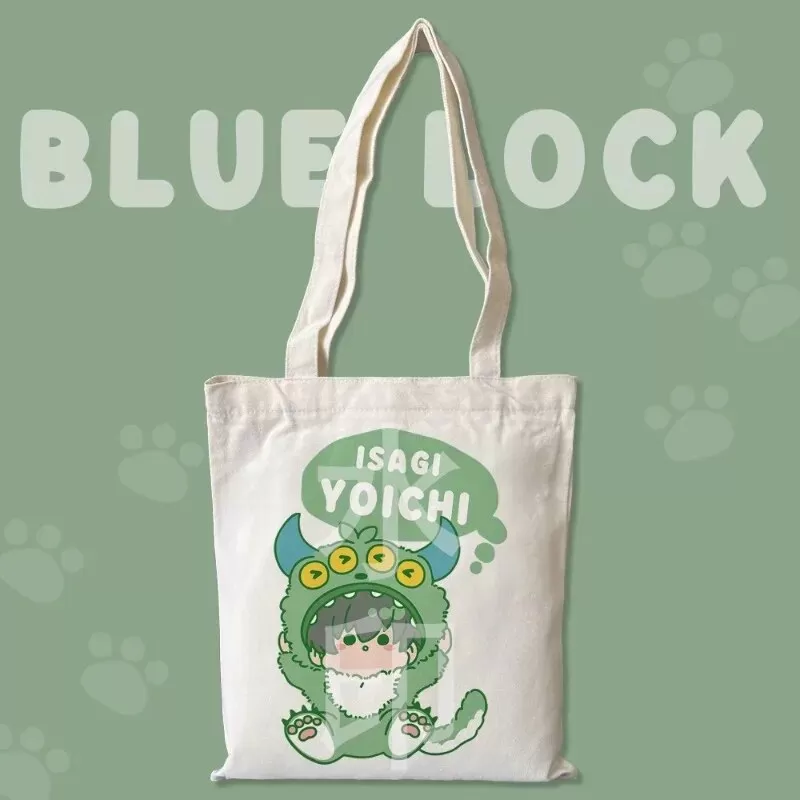 Anime BLUE LOCK Cos Seishiro Nagi Isagi Yoichi Isagi Yoichi Rin Itoshi Etc.  White Simple Cute Cartoon Canvas Bag Gift