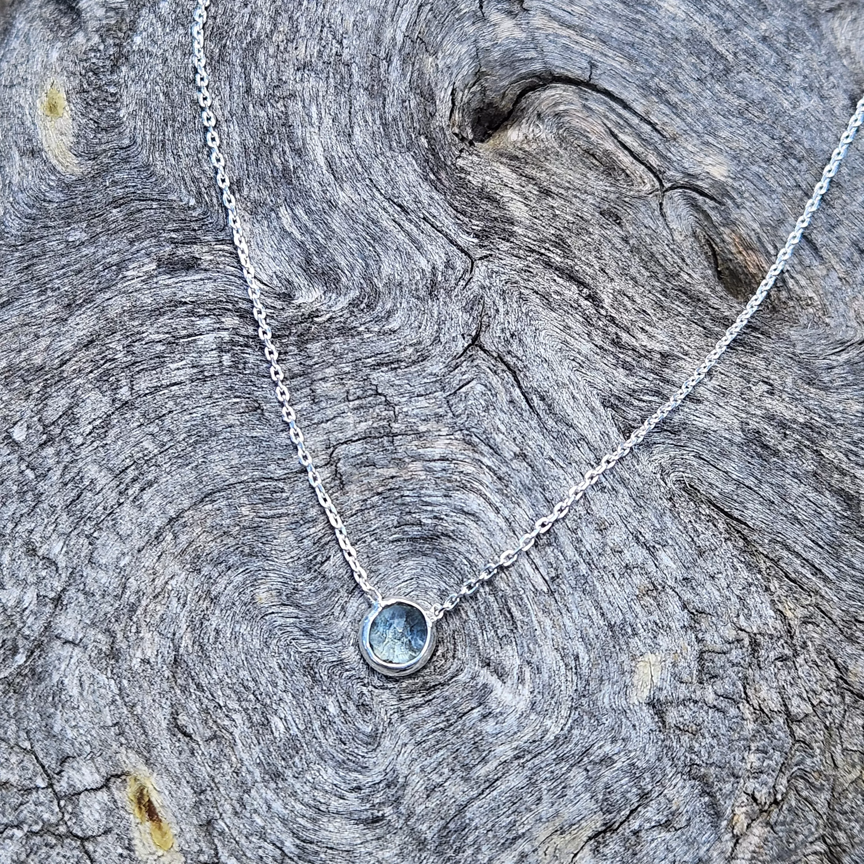 Aqua Blue Topaz Spirit Stone Necklace - Silver