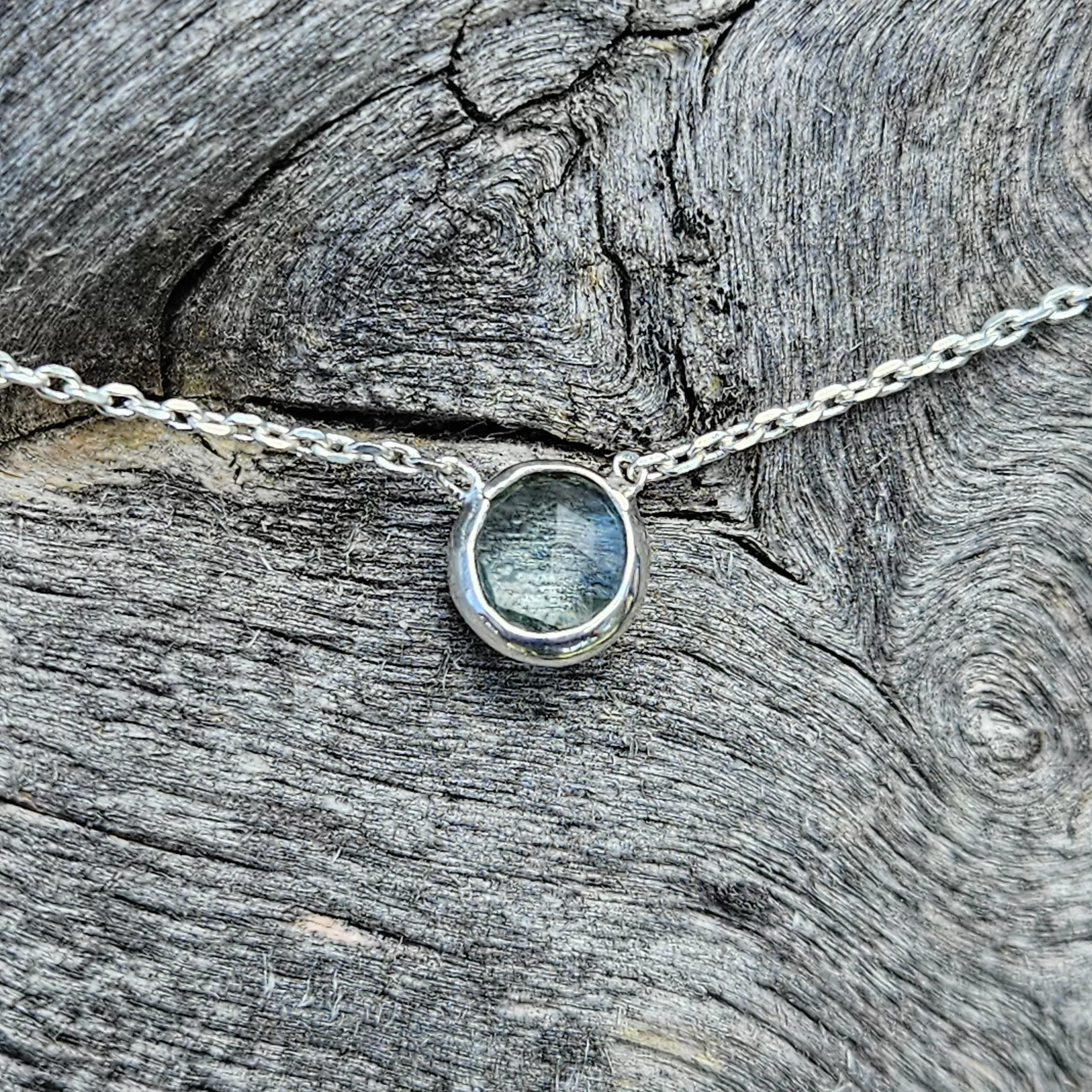 Aqua Blue Topaz Spirit Stone Necklace - Silver