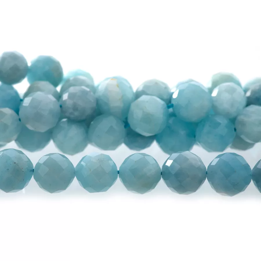 Aquamarine 10mm Round Faceted A Grade - 15-16 Inch