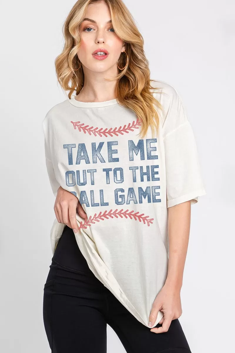 Ball Game Oversized Graphic Tee, Mineral Ivory