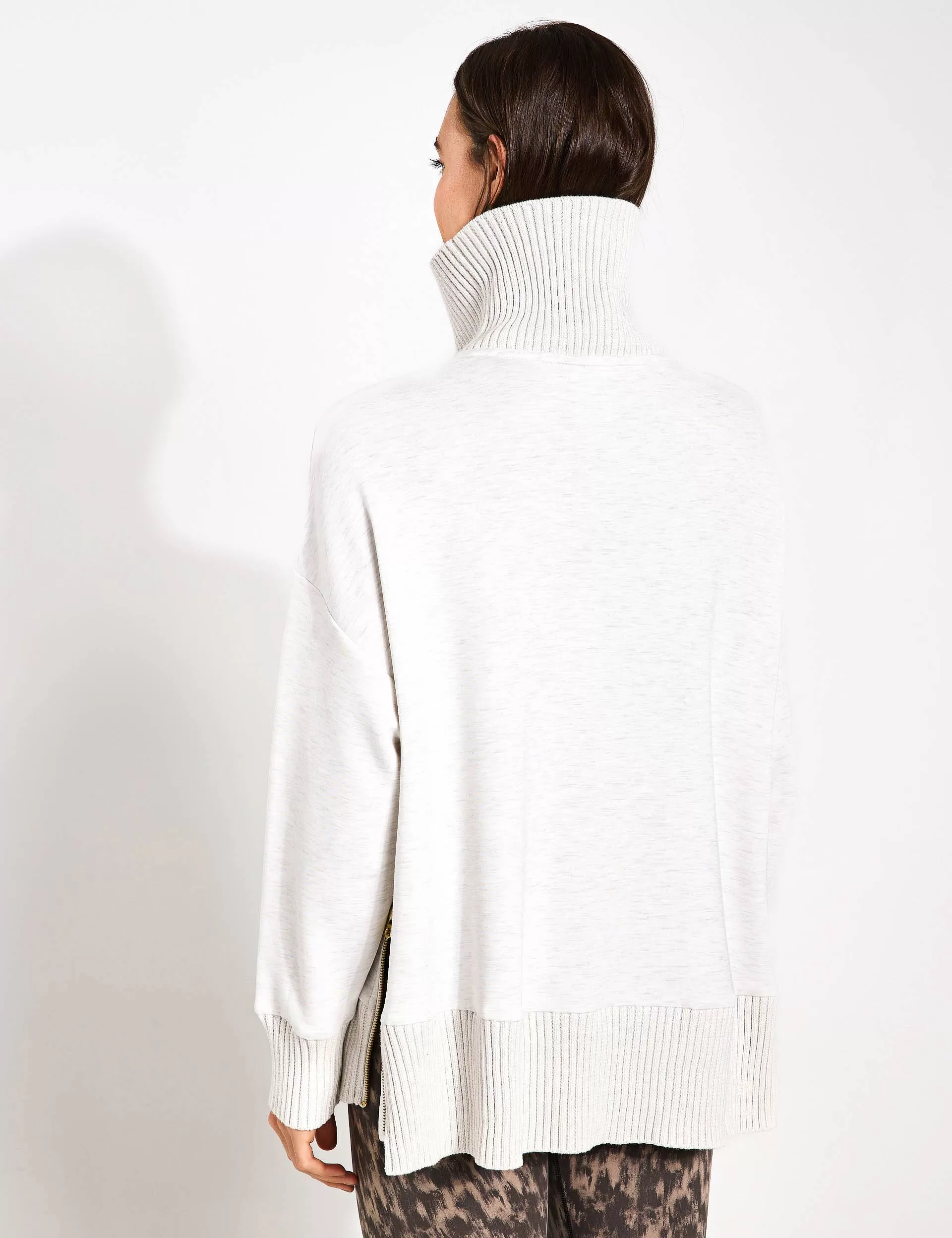 Barker High-Neck Sweat - Ivory Marl