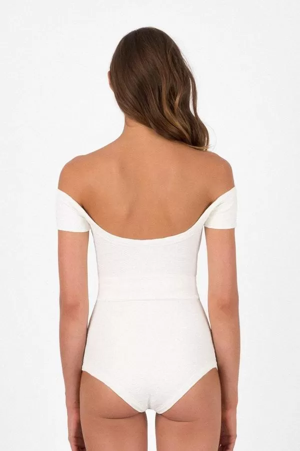 Bathe One Piece - Cream Jacquard