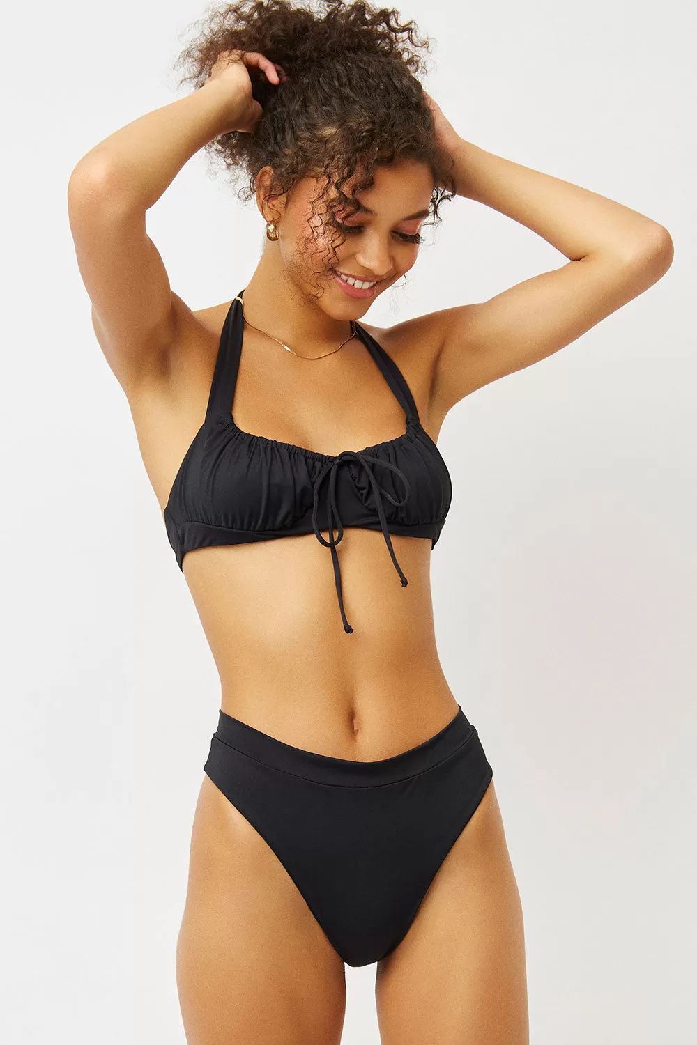 Bea High Waist Bikini Bottom - Black