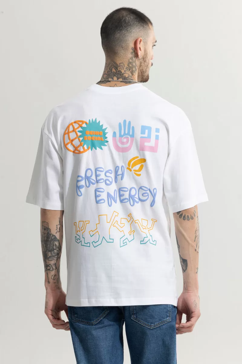 Being Social White Oversized T-Shirt