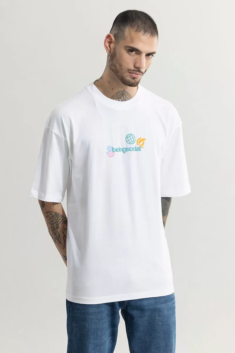 Being Social White Oversized T-Shirt