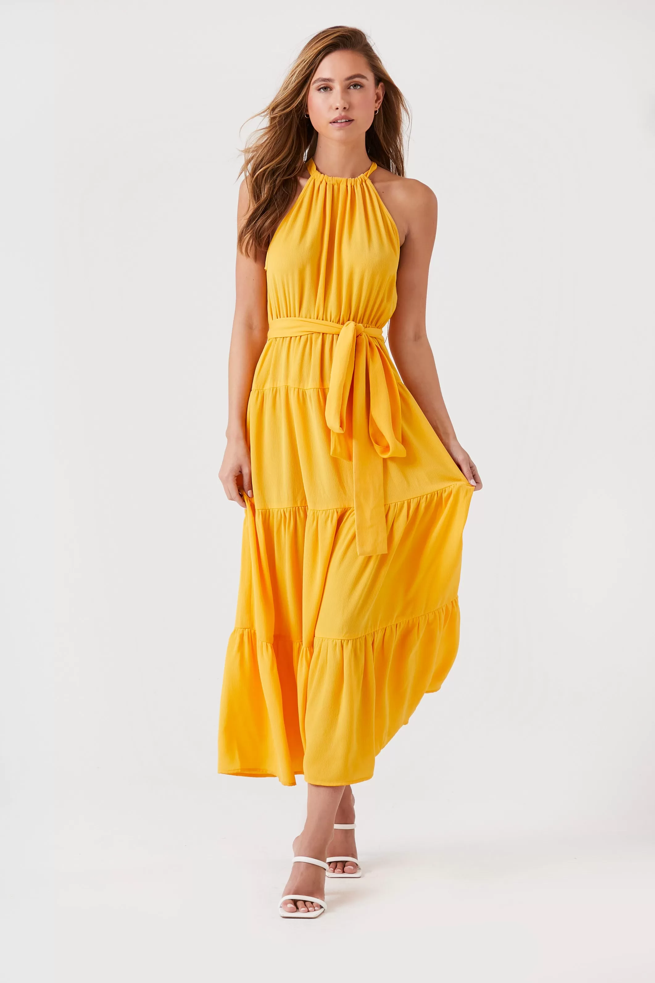 Belted Halter Maxi Dress