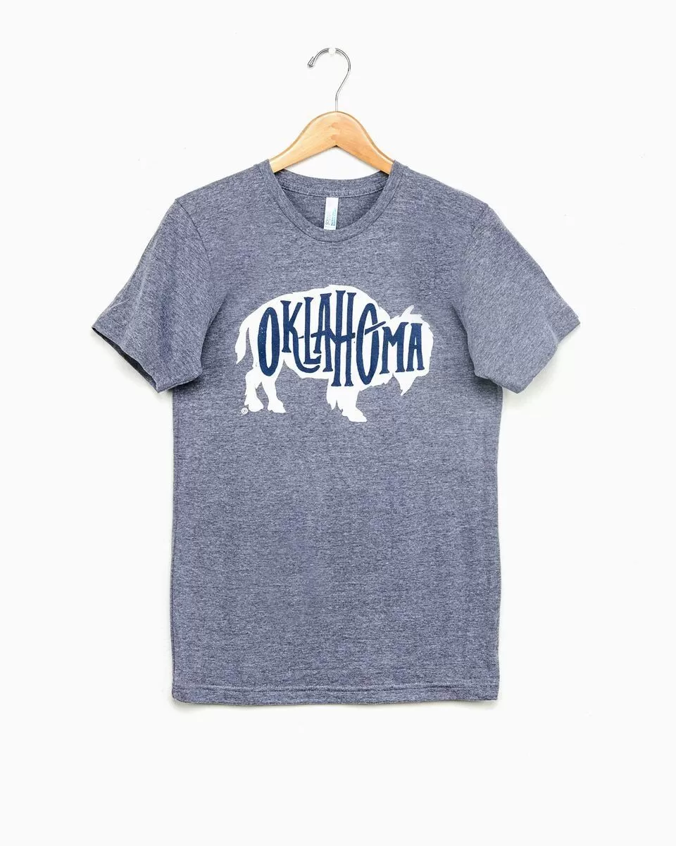 Bison Oklahoma Gray Crew Tee