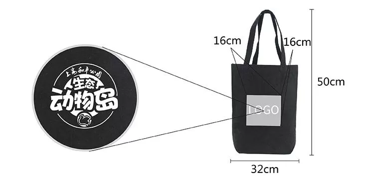 Black Canvas Tote Bag 32*38*10cm