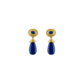 Blue Sapphire and Lapis Alabastra Earrings