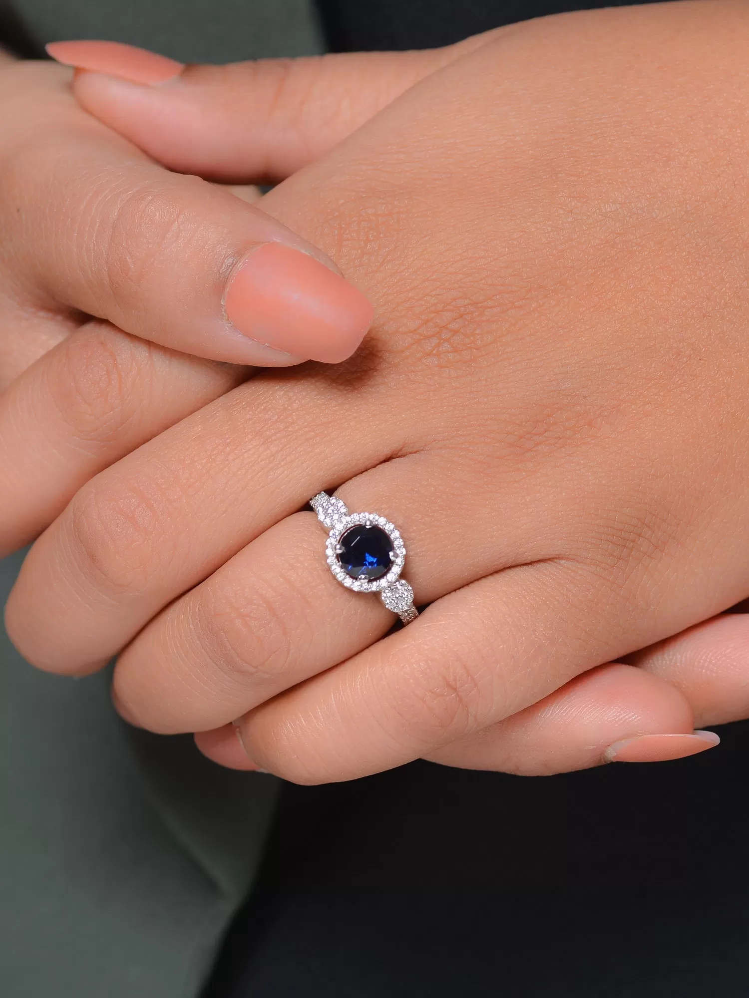 Blue Sapphire Luster 925 Silver Ring For Her