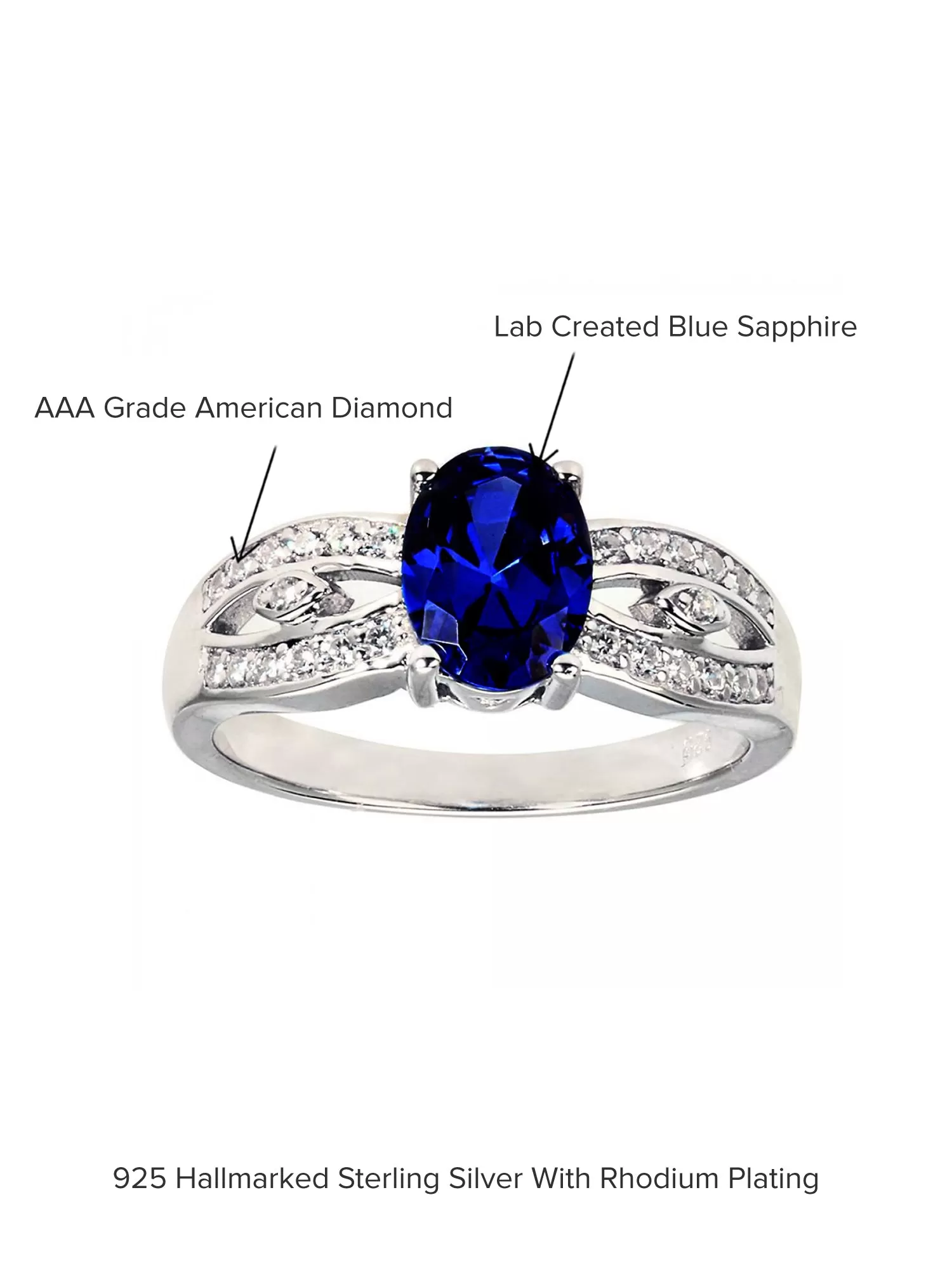 Blue Sapphire Promise Ring For Women In 925 Silver