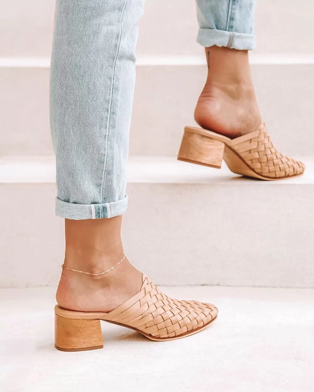 Bondi Woven Mules - Cream