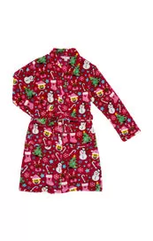 Candy Pink Girls Fleece Emoji XMas Robe