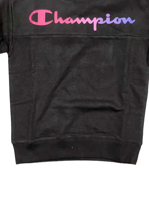 Champion Girls' crewneck sweatshirt with colorful print 404514 KK001 black