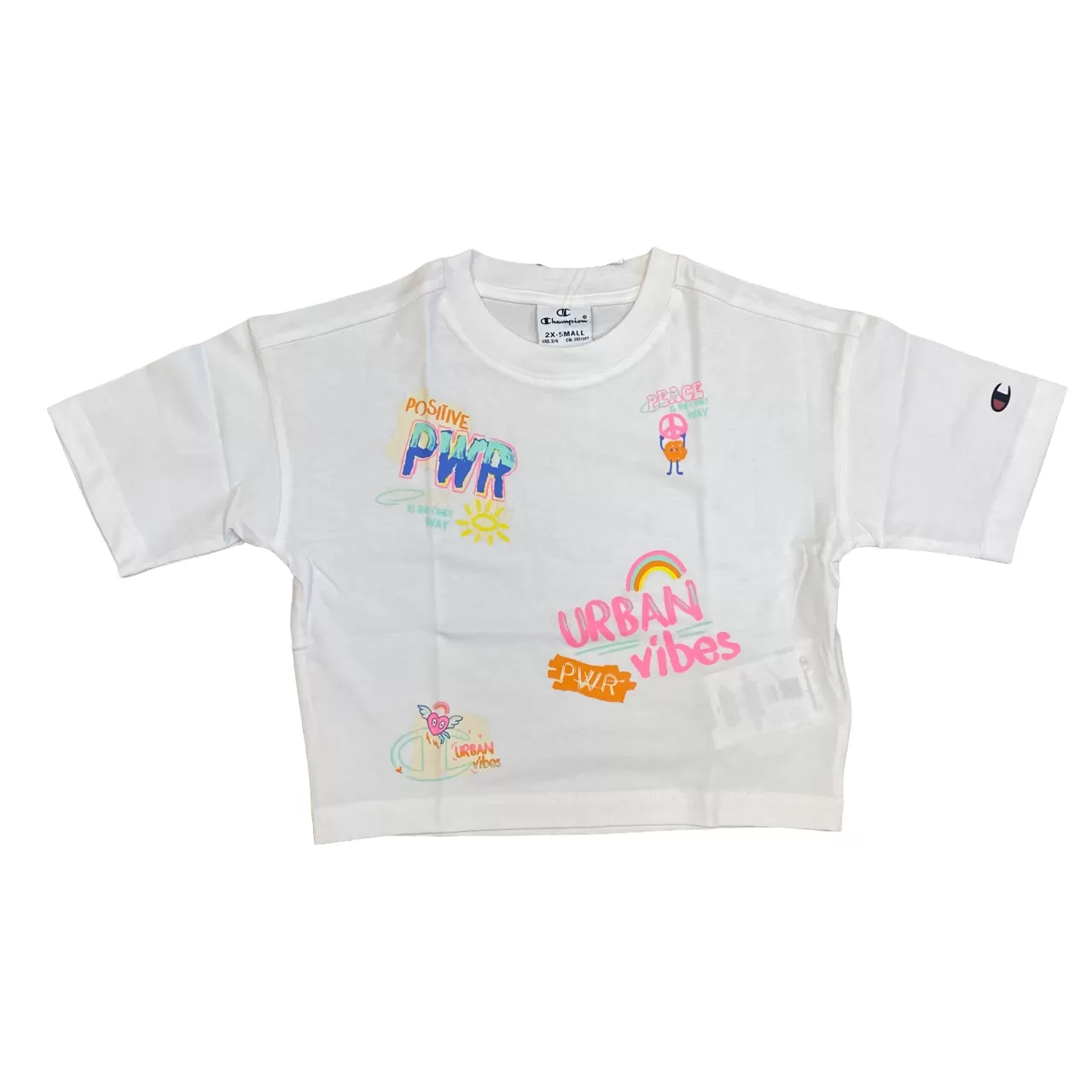 Champion girl's outfit, short sleeve t-shirt and shorts 404929 WW001 white-pink