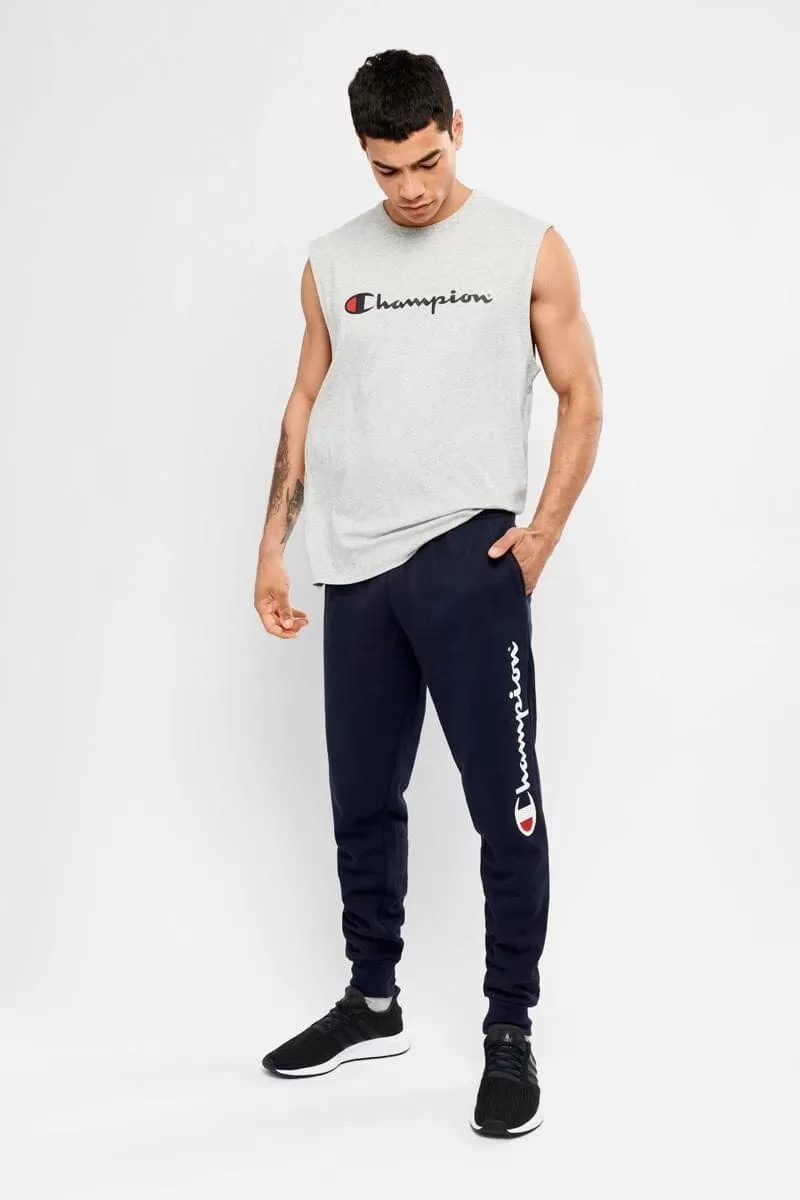 CHAMPION MEN'S SCRIPT CUFF NAVY TRACKPANTS