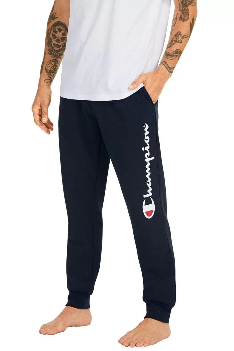 CHAMPION MEN'S SCRIPT CUFF NAVY TRACKPANTS