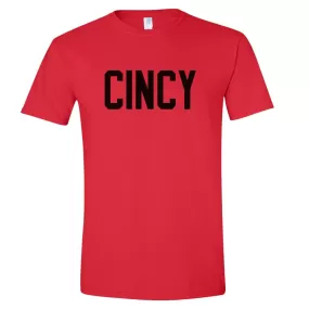 Cincy Black Block T-Shirt on Red