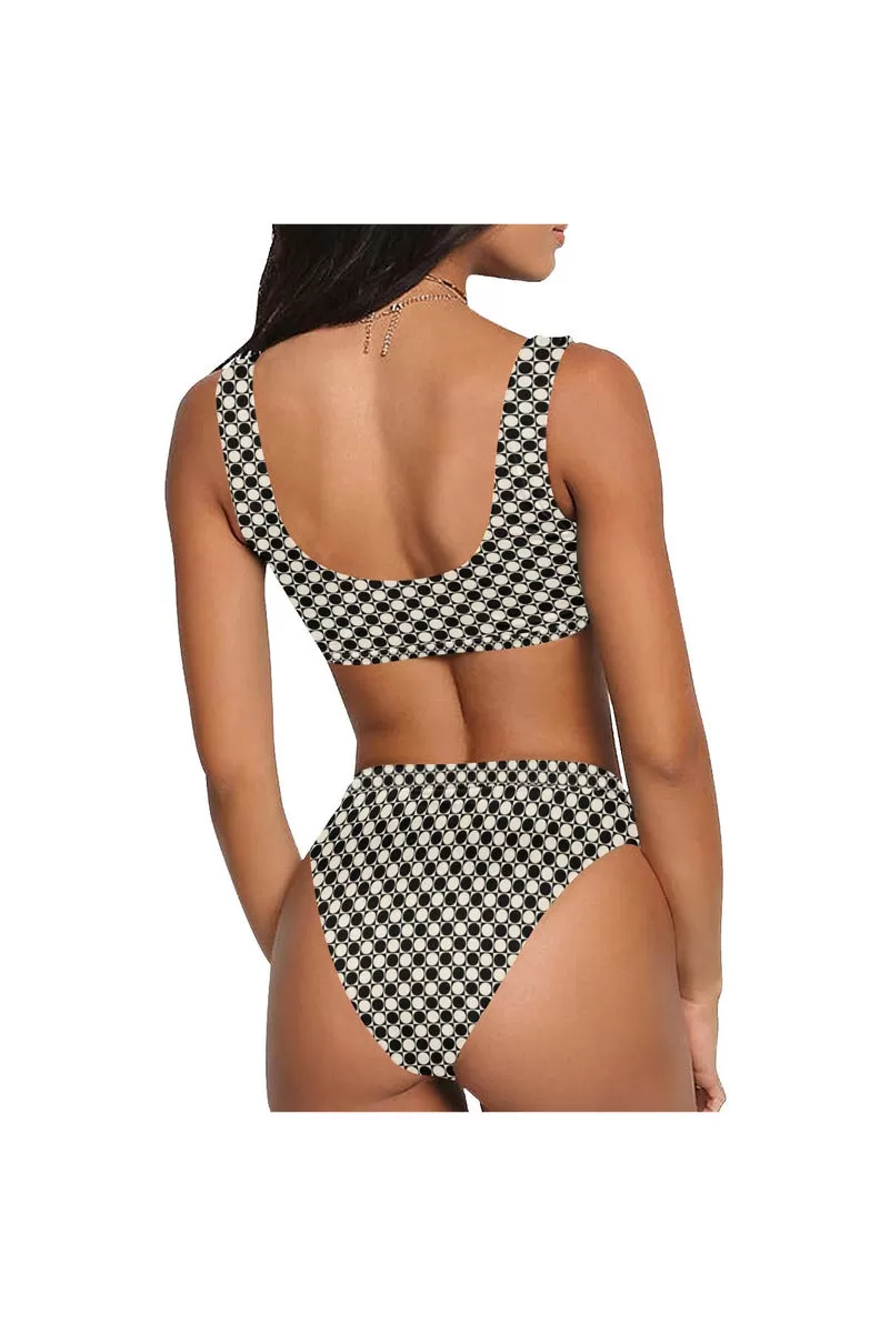 Circle in Square Sport Top & High-Waist Bikini Swimsuit