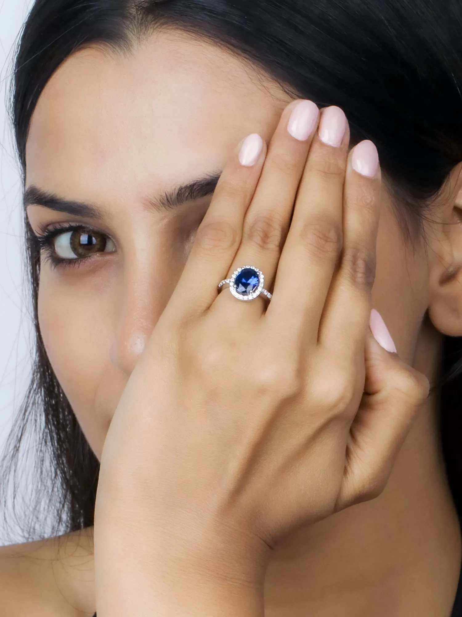 Classic Blue Sapphire 925 Silver Oval Ring