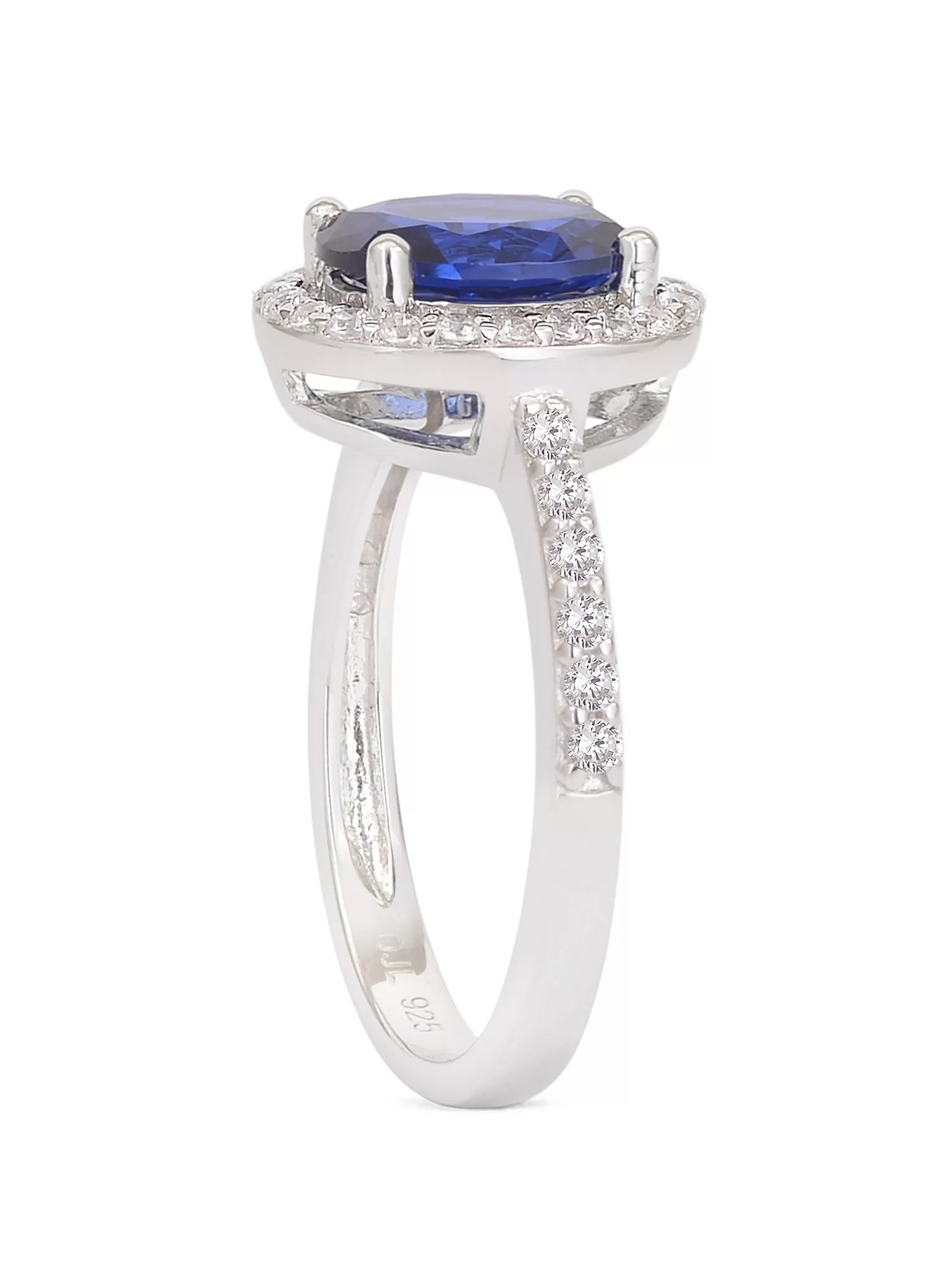 Classic Blue Sapphire 925 Silver Oval Ring