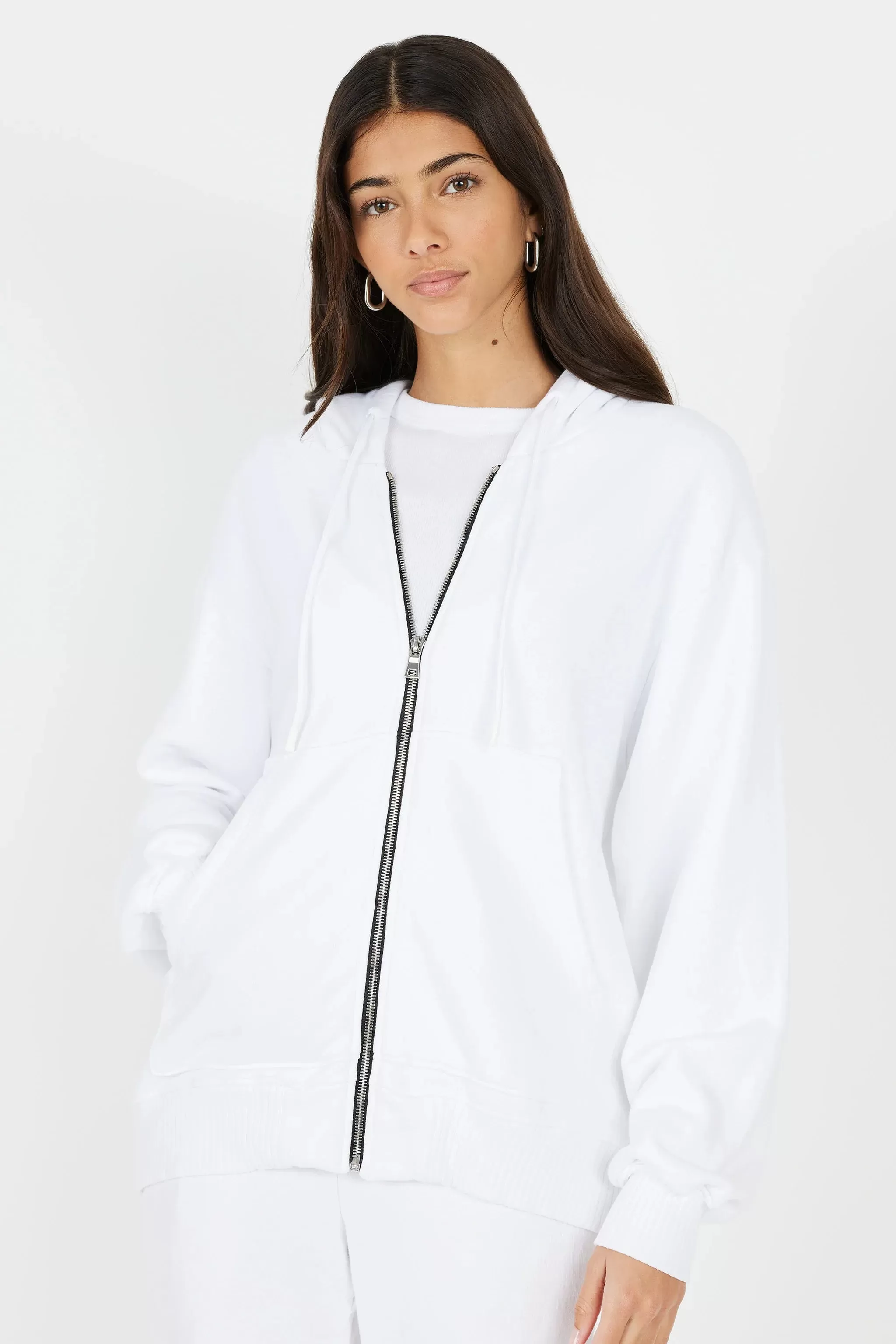 Cotton Citizen BROOKLYN OVERSIZED ZIP HOODIE - WHITE