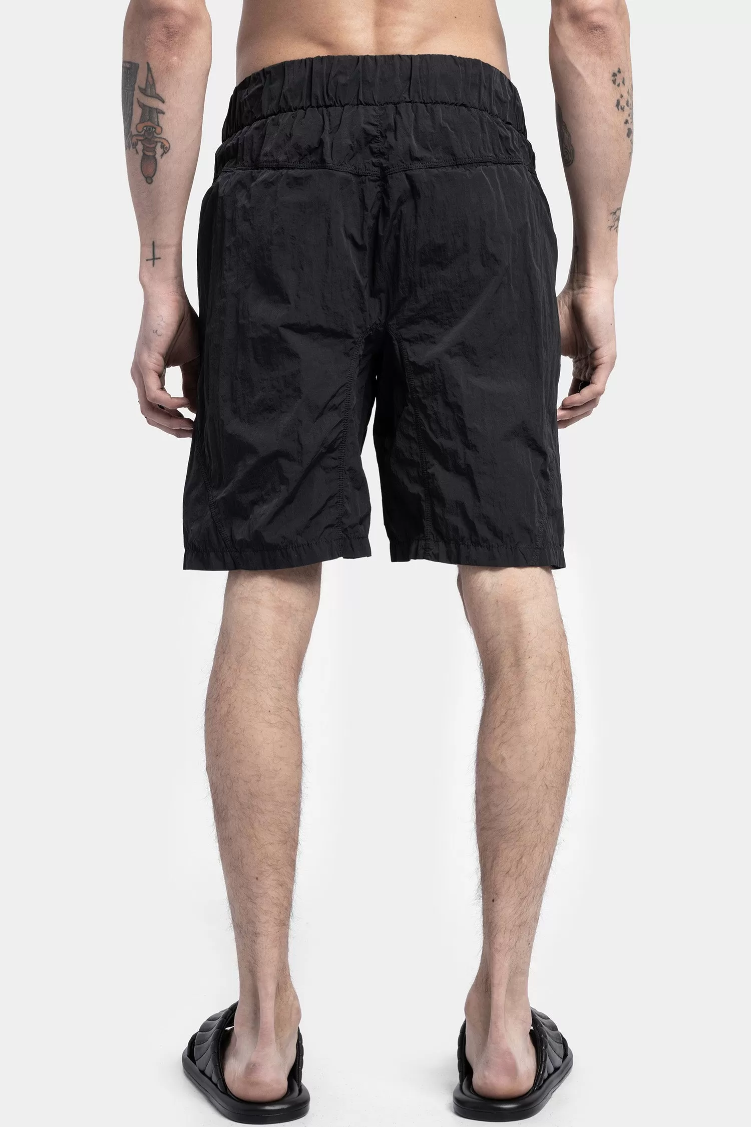 Crushed nylon swim shorts