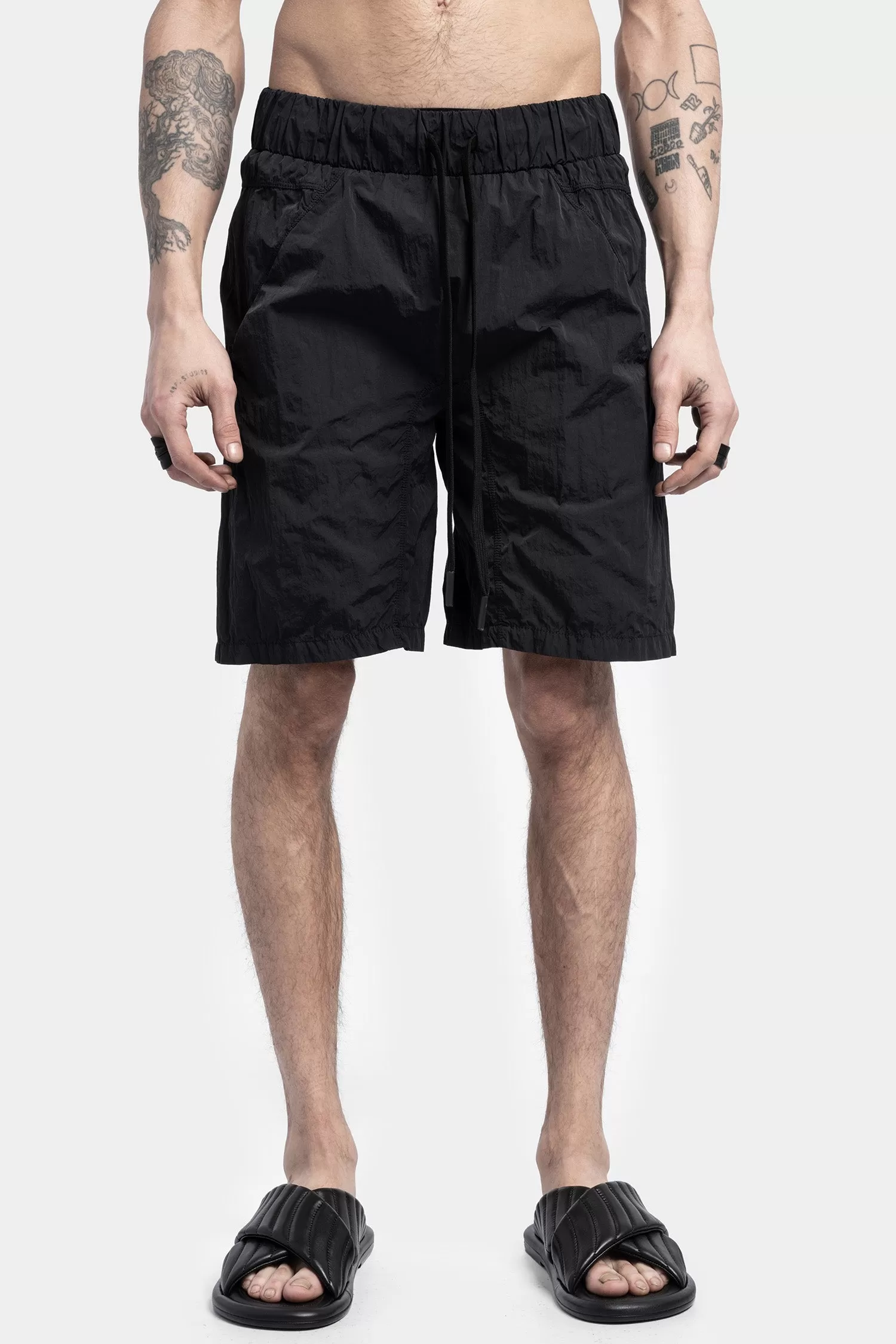 Crushed nylon swim shorts