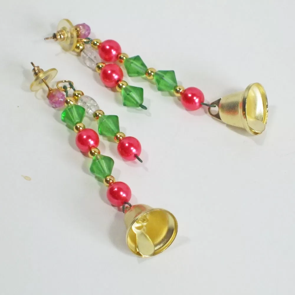 Danah, Christmas Bell and Beaded Dangle Earrings