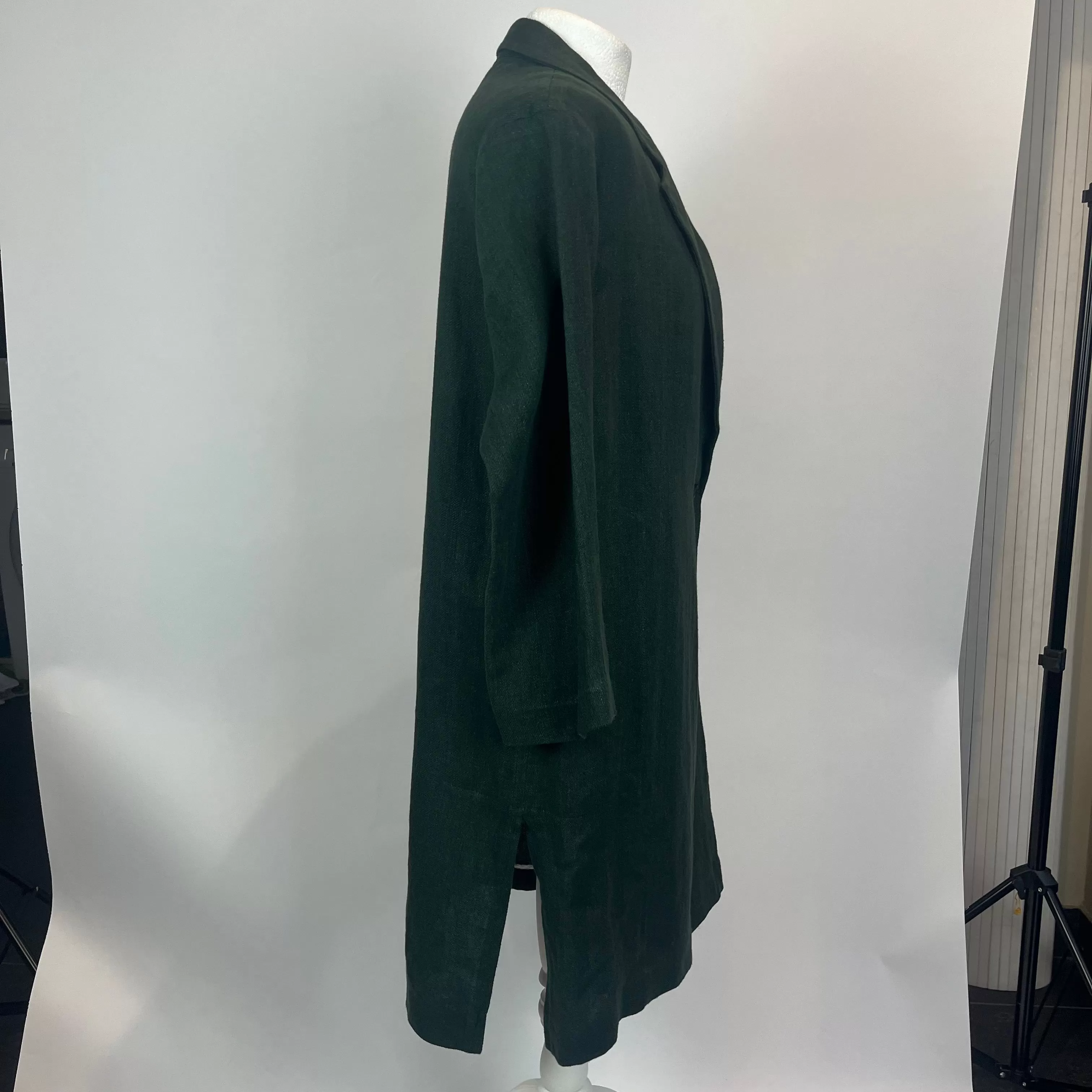 Diega Brand New Forest Green Linen Unlined Coat XS/S/M